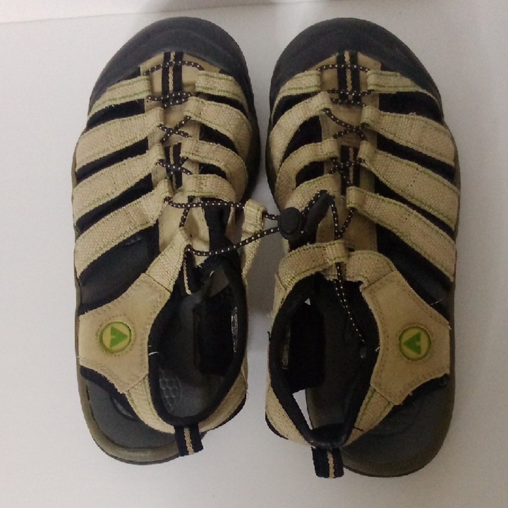 Womens Beige and Black Outdoor Sandals